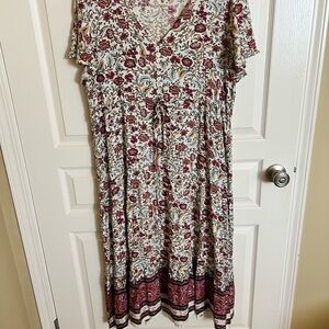 Floral Print V-Neck Dress